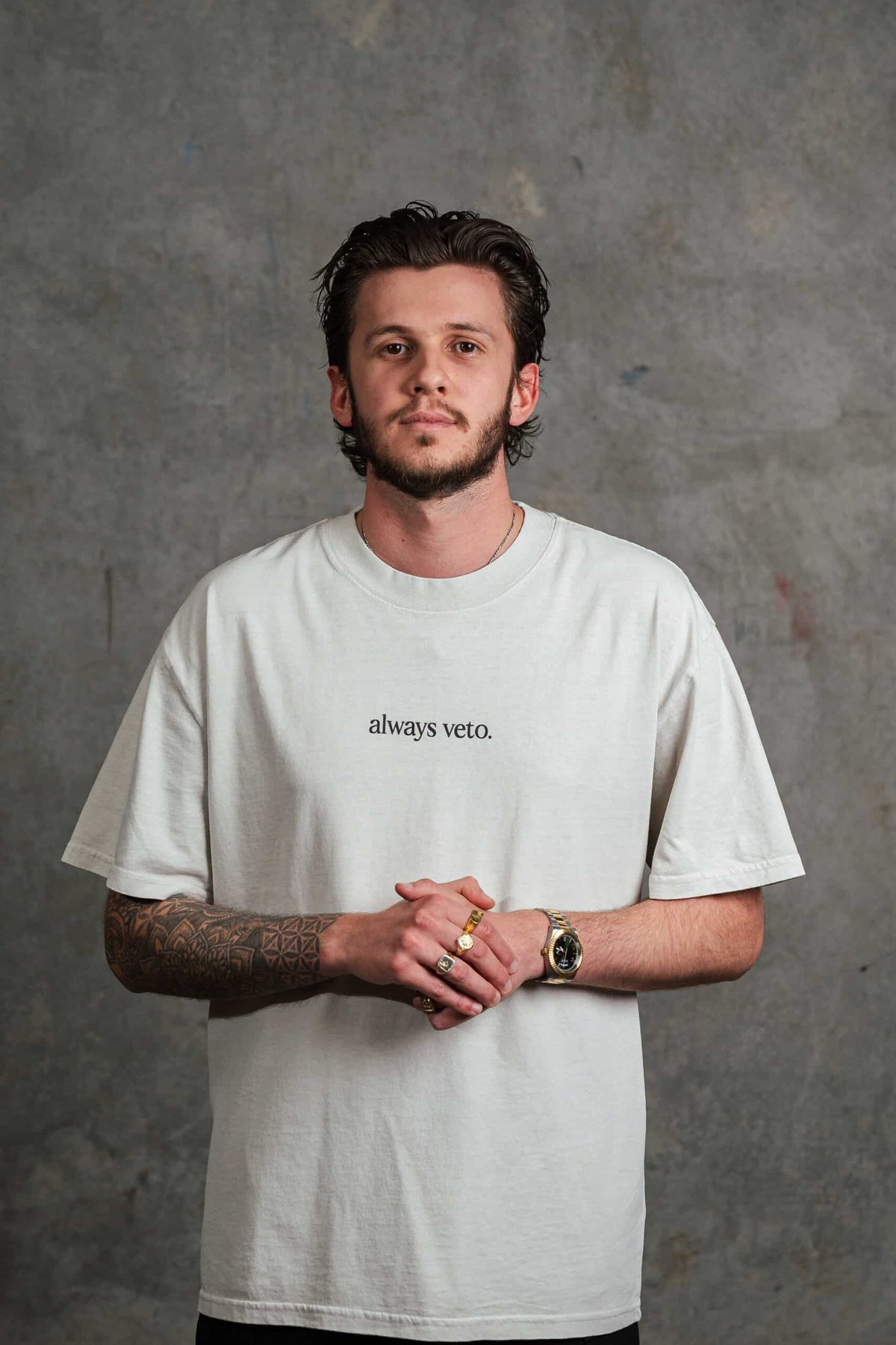 ALWAYS VETO SIGNATURE TEE - FADED BONE