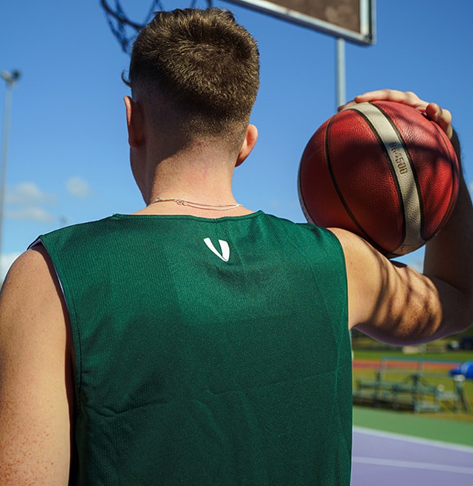 Vault Reversible Basketball Singlet - BOTTLE/WHITE