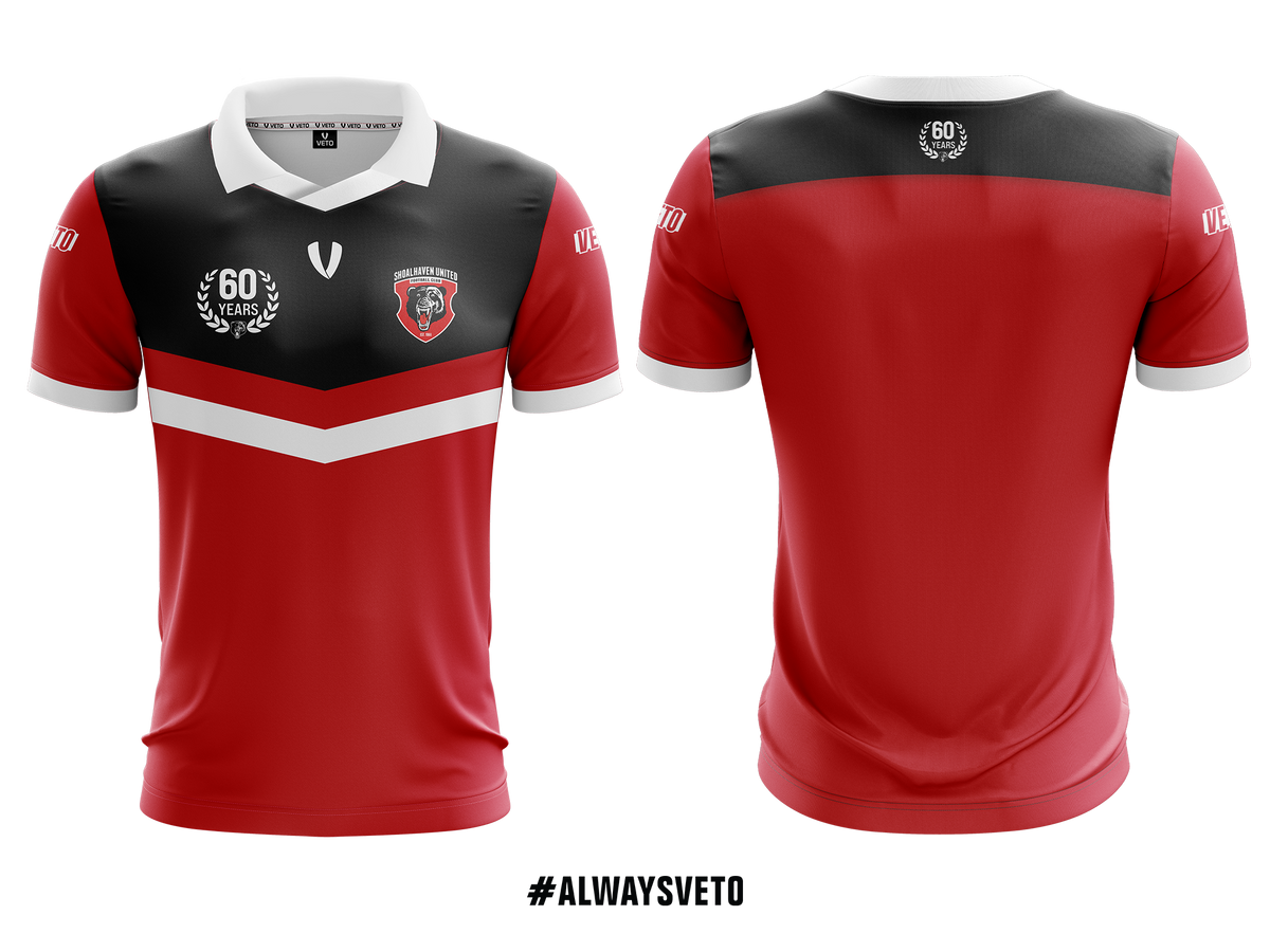 Shoalhaven United FC - Retro Polo - Red/Black