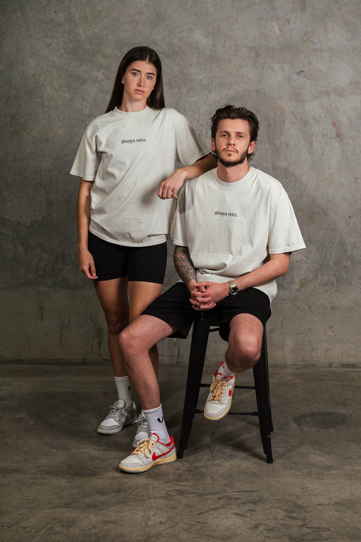 ALWAYS VETO SIGNATURE TEE - FADED BONE