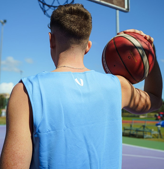Vault Reversible Basketball Singlet - SKY/WHITE