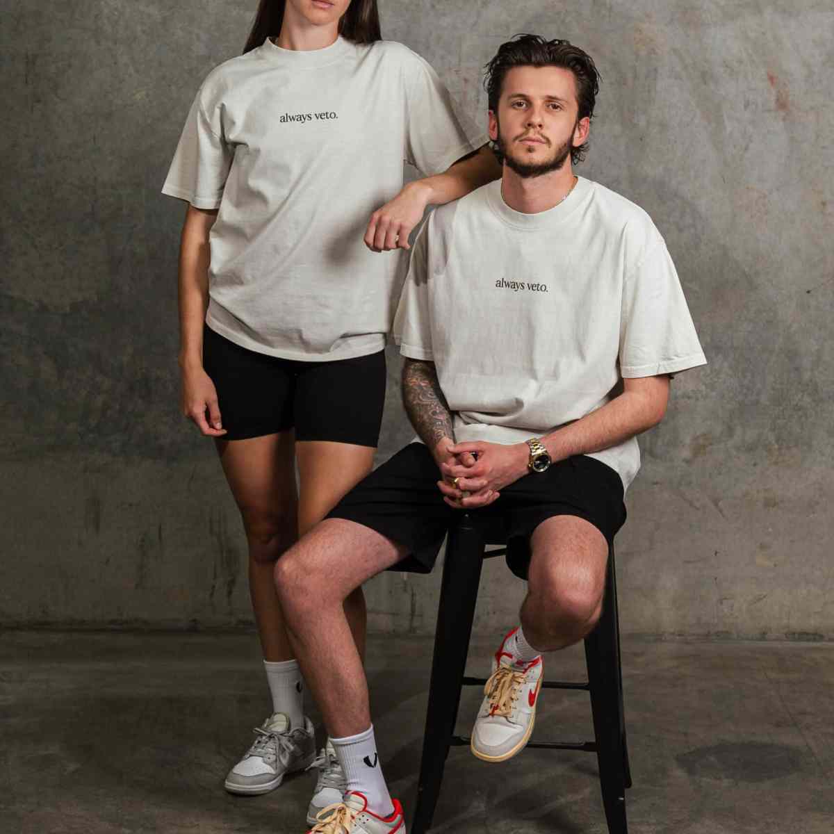 ALWAYS VETO SIGNATURE TEE - FADED BONE